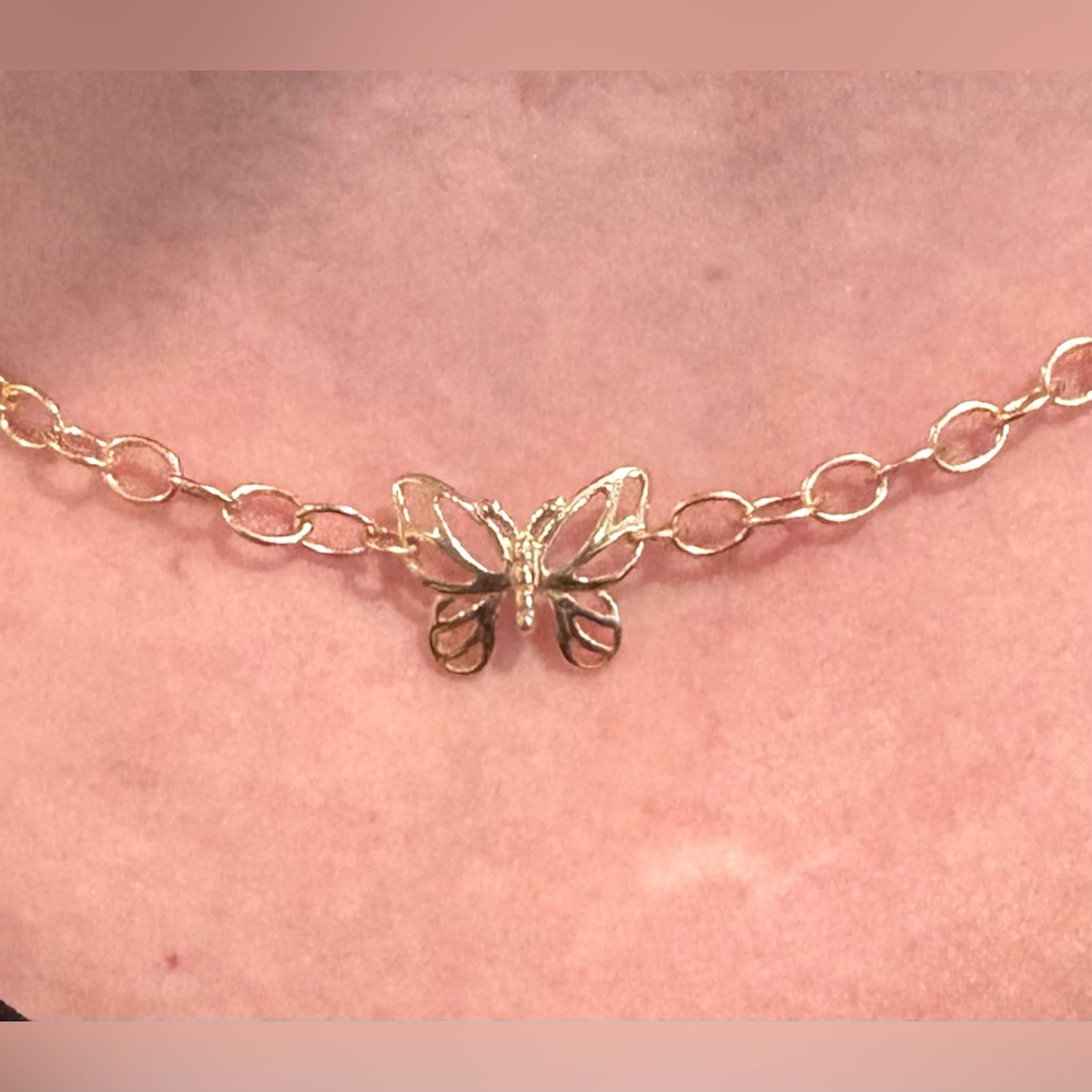 NWOT, Gold Butterfly Necklace and Earring Set - Picture 4 of 8